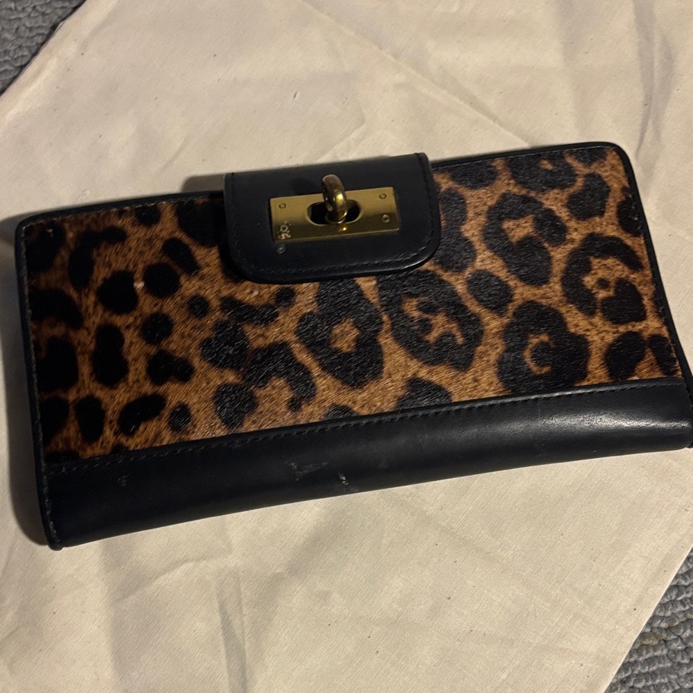 J. Crew Leopard Print Continental Wallet in Brown and Black
